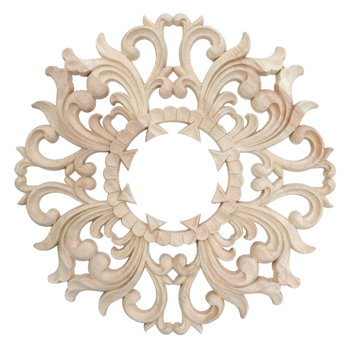 1PCS Ceiling Medallion 11.81"ODx3.15"ID Rubber Wood,Style 8