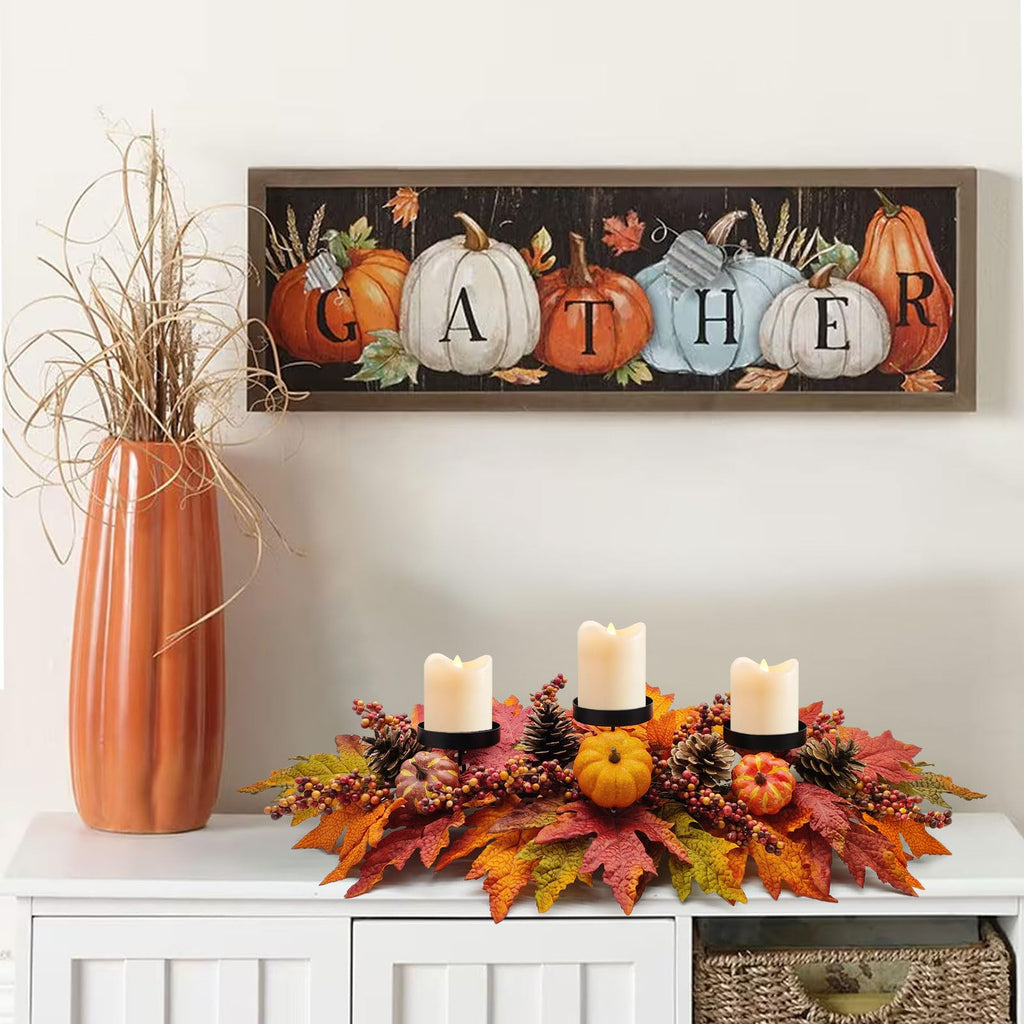 Fall Centerpieces for Table Decorations with Artificial Pumpkins