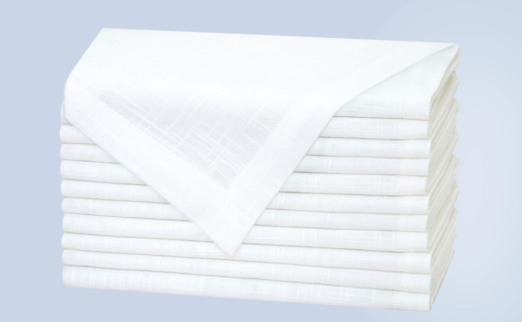 White Dinner Napkins - Set of 12 Cotton Cloth Napkins - 17x17