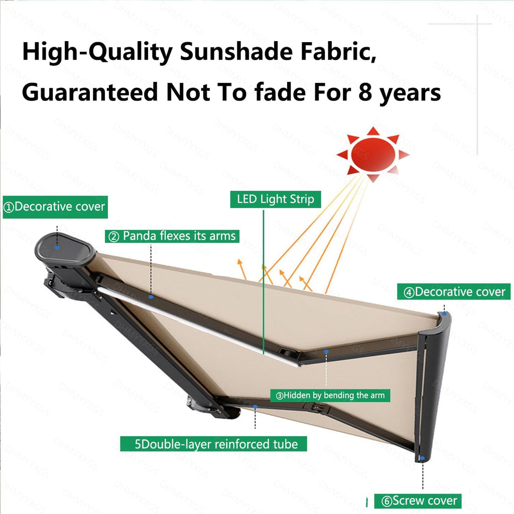 Electric Retractable Patio Awning 6.6 ft W x 4.9 ft Projection (2 x 1.5 m) - Motorized Sunshade Shelter, Waterproof & UV-Resistant Canopy for Deck, Balcony