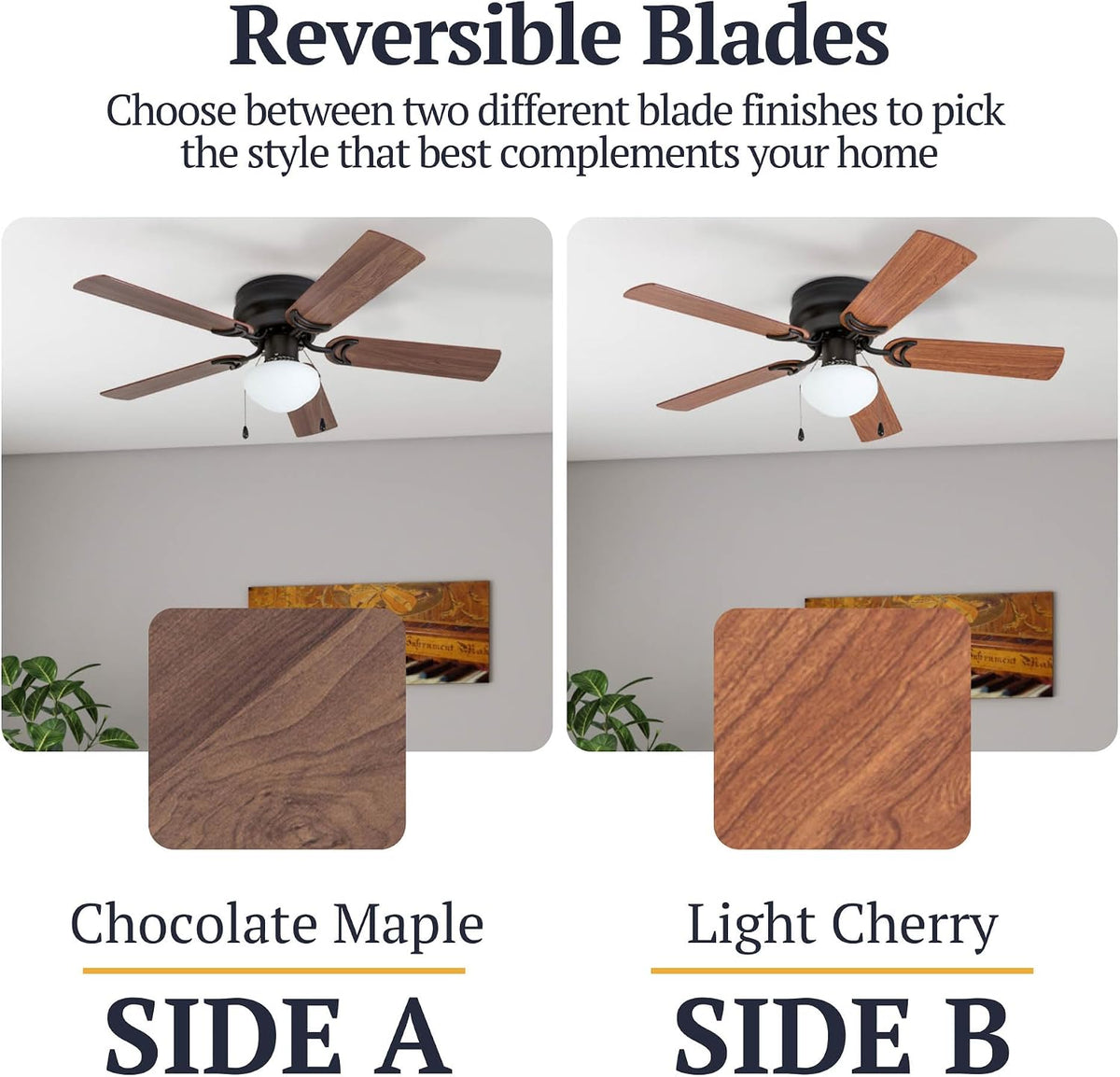 42" Flush Mount Ceiling Fan with Light