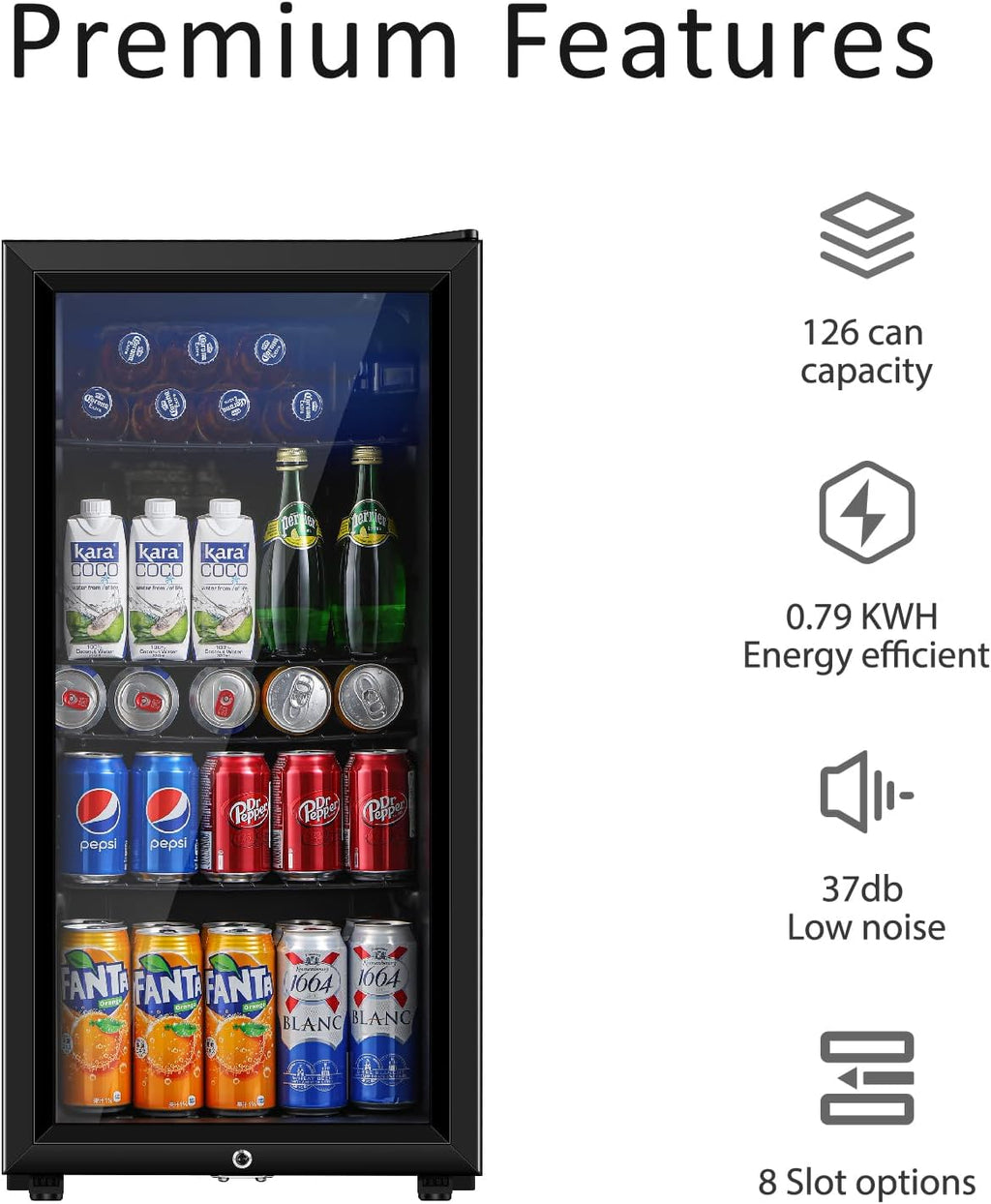 Beverage Refrigerator, 3.2 Cu.ft Mini Fridge with Double Glass Door, Cooler for Soda, Beer or Wine for Home