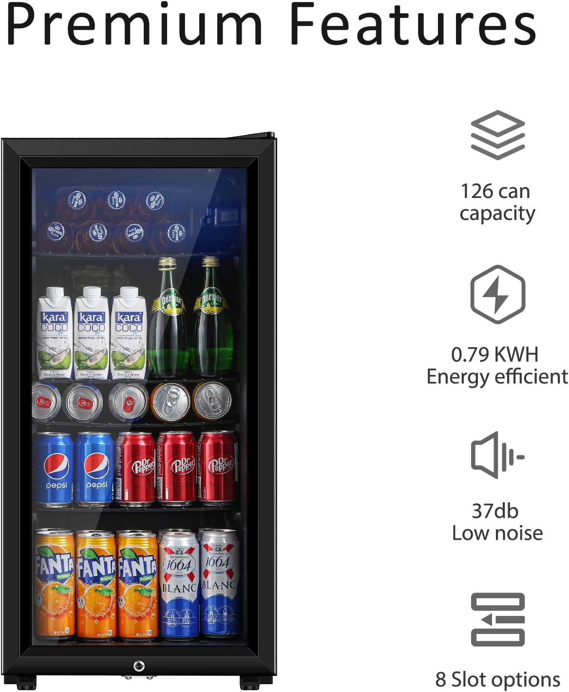 Beverage Refrigerator, 3.2 Cu.ft Mini Fridge with Double Glass Door, Cooler for Soda, Beer or Wine for Home