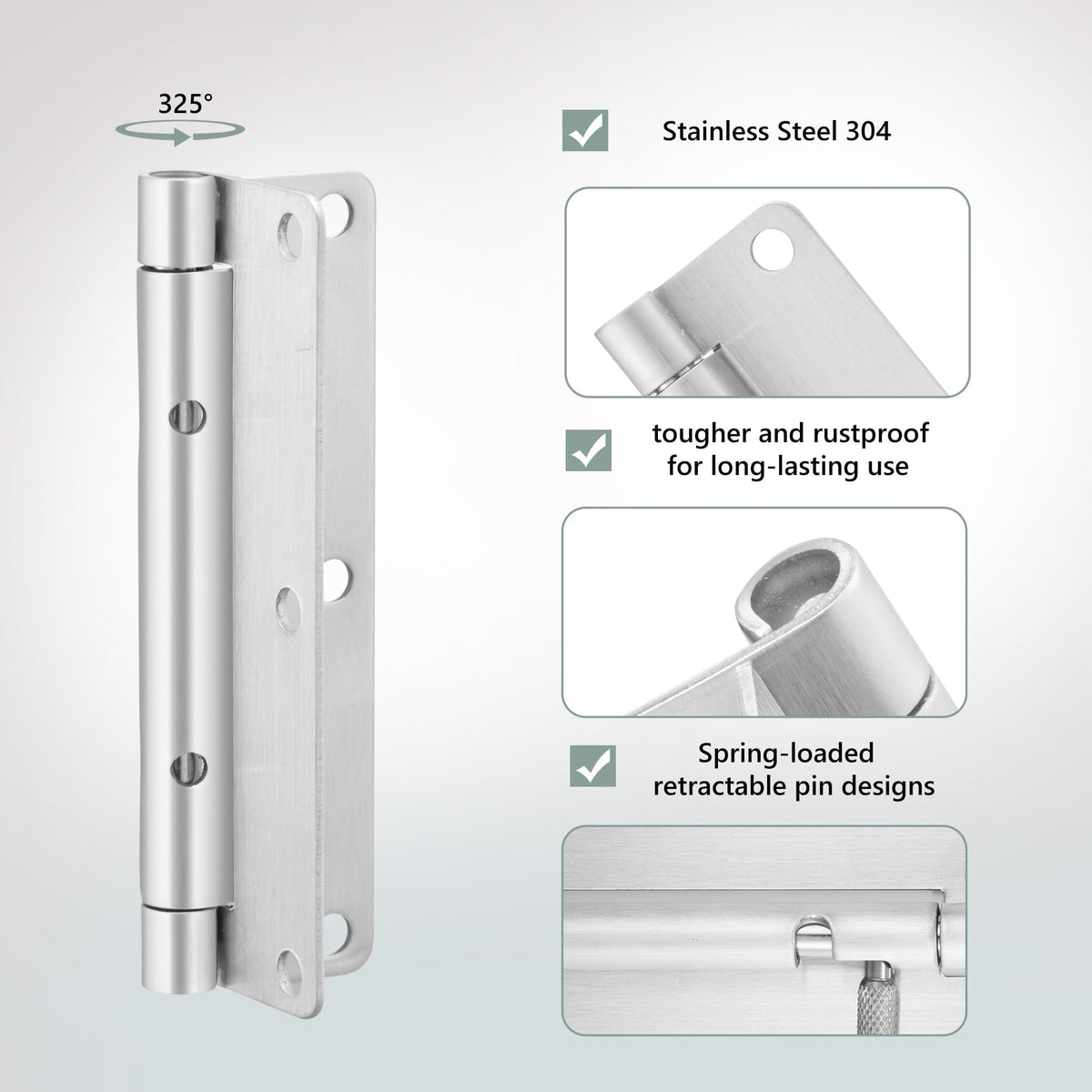 4Inch Quick Release Hinge, 304 Stainless Steel, Detach 2 PCS