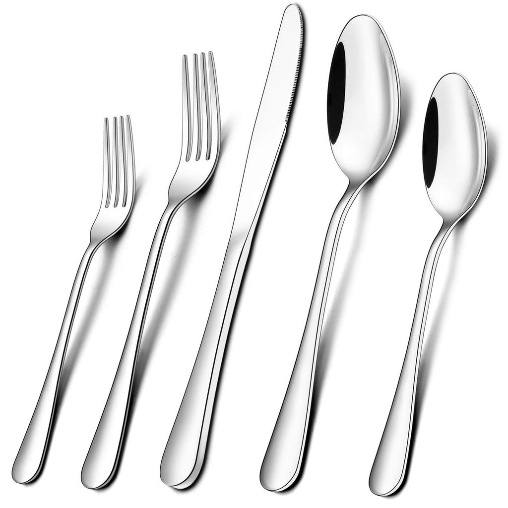 40-Piece Silverware Set, Stainless Steel Flatware Set Service for 8, Include Knife/Fork/Spoon, Mirror Polished