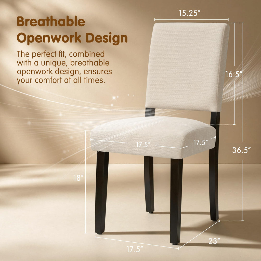 Set of 4, Upholstered Dining Room Chairs, Modern Farmhouse Parsons Chairs with Solid Wood Legs & Fabric Padded Seat