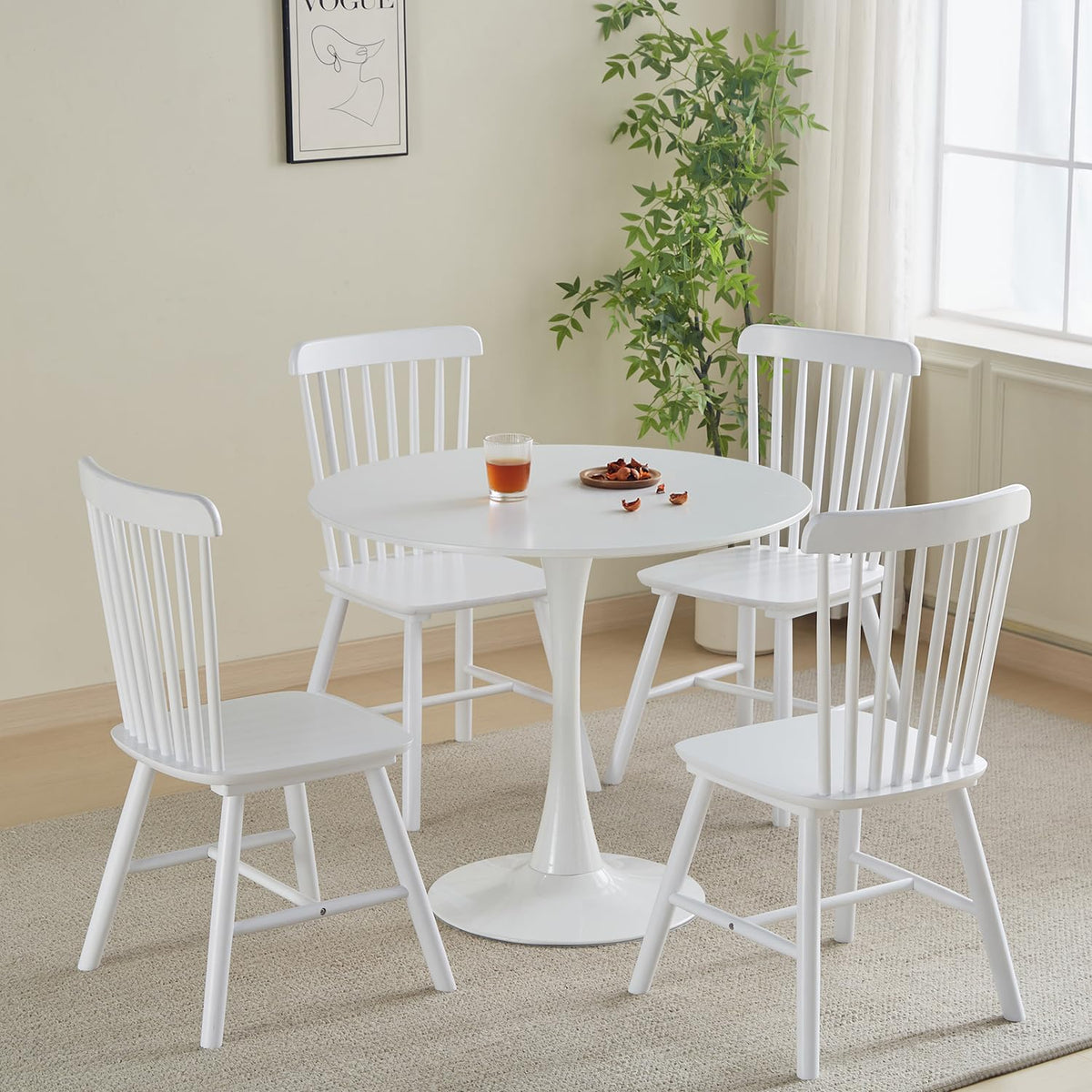 Inspired Saarinen Style White Tulip Table Round Dining Table 42", MDF and Metal Frame Large Round Kitchen Table, Can be Used Cafe Coffee and