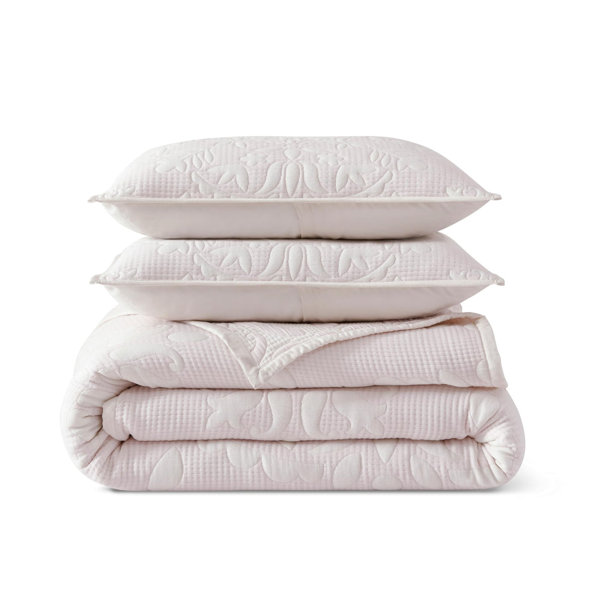 Medallion Jacquard Quilt Set Blush 3-Piece