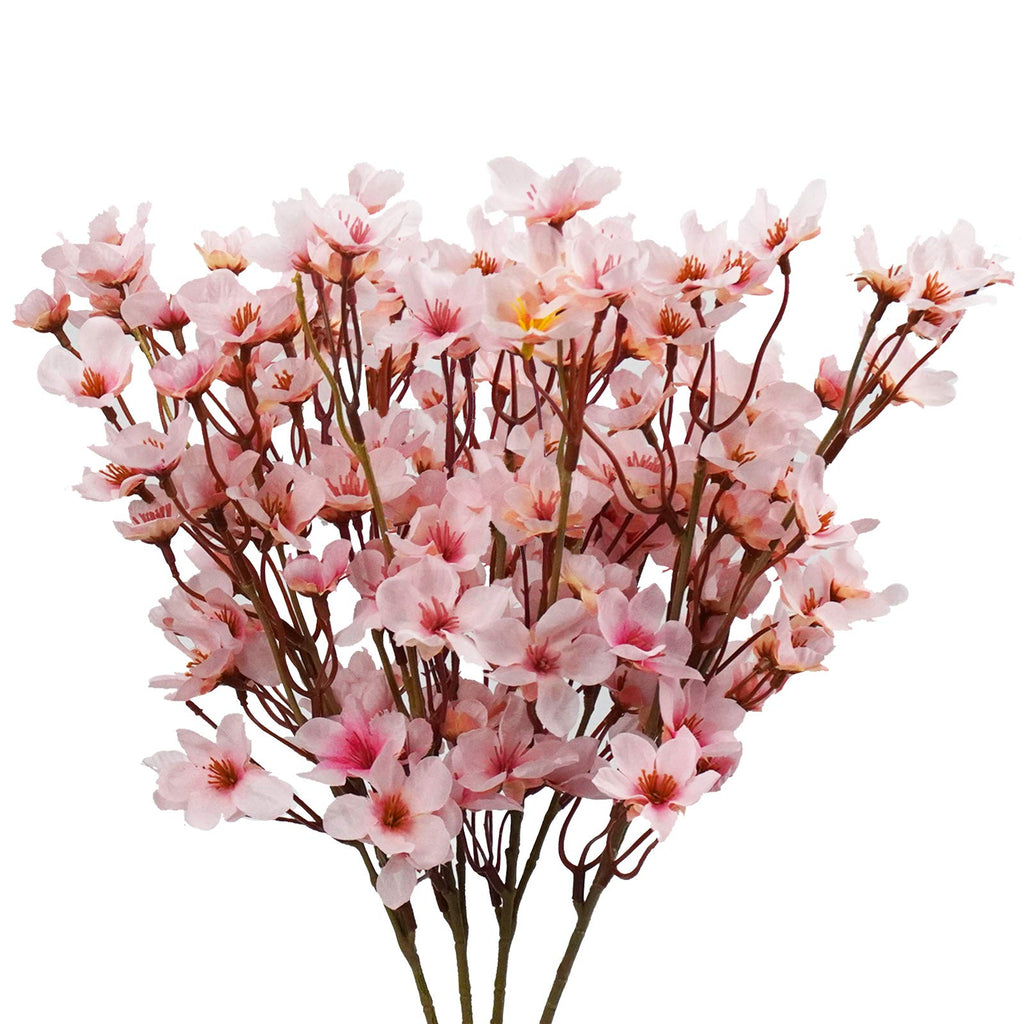 4Pcs Artificial Cherry Blossom Flower, Silk Peach Flowers Fake Plants Arrangement for DIY Garden Home Wedding Party