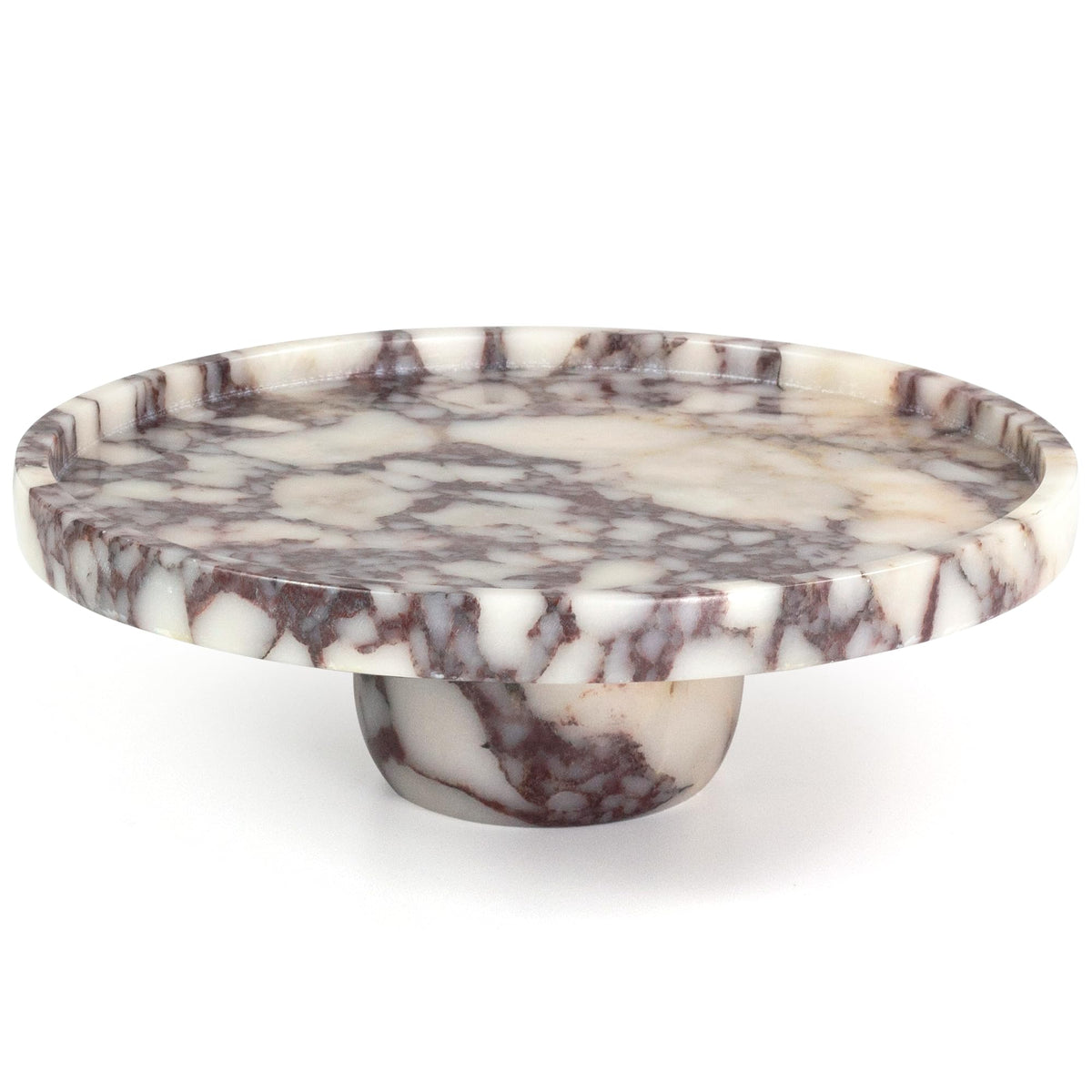 9.8" Marble Decorative Tray with Ball Feet,Calacatta Viola