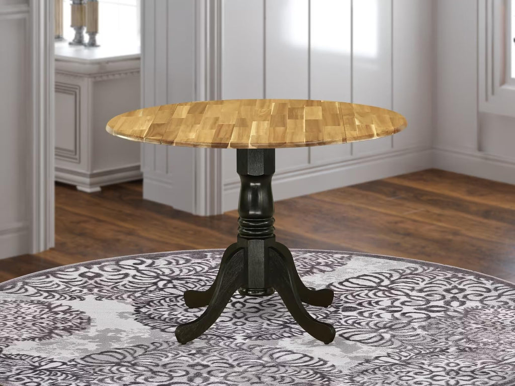 Inspired Saarinen Style West Furniture DMT-NBK-TP Dublin Modern Dining Table - a Round Kitchen Table Top with Dropleaf & Pedestal Base, 42x42