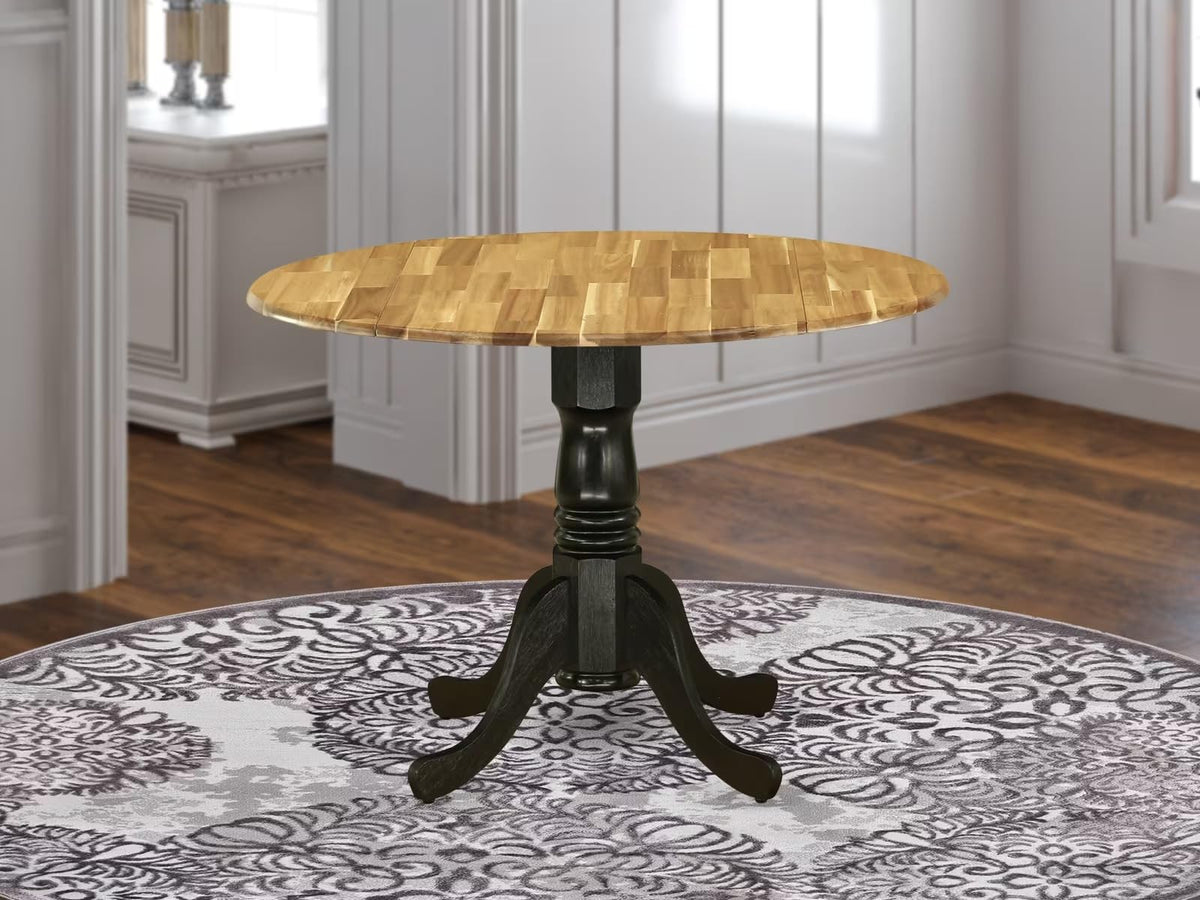 Inspired Saarinen Style West Furniture DMT-NBK-TP Dublin Modern Dining Table - a Round Kitchen Table Top with Dropleaf & Pedestal Base, 42x42