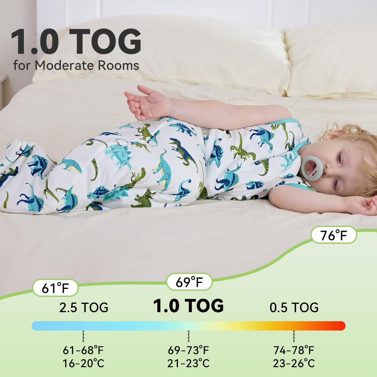 Rayon Made from Bamboo Sleep Sack for Babies and Toddlers 18M 1.0 Tog Wearable Blanket Way Zipper