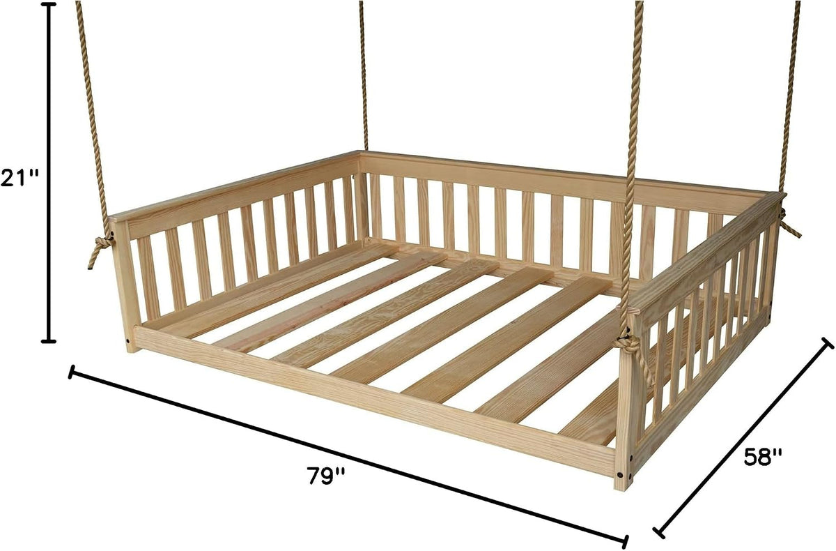 VersaLoft Amish-Made Pine Full Mission Swingbed with Rope, Unfinished