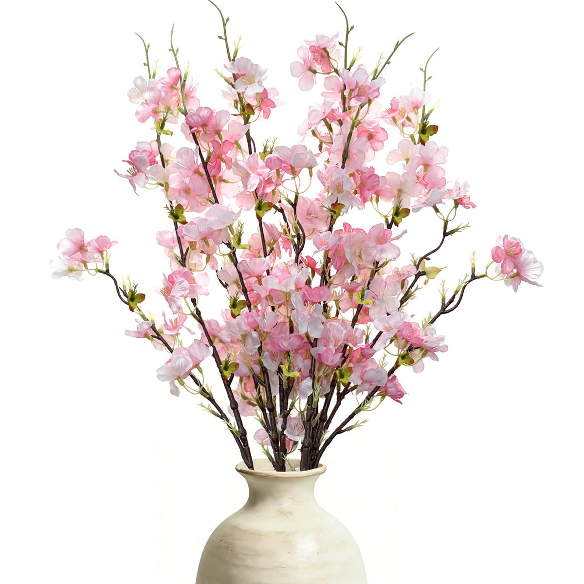 3 Pcs Artificial Cherry Blossom Branches 41 Inch, Faux Flowers Cherry Blossom Stems Spring Decorations, Real Touch