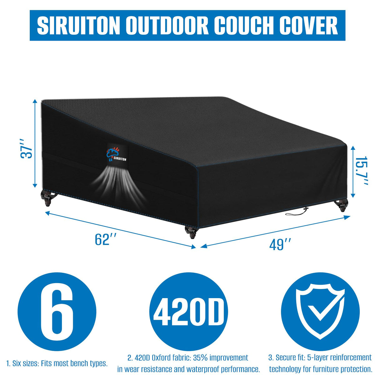 Garden Patio Daybed Cover Heavy Duty 500D Patio Bed Cover