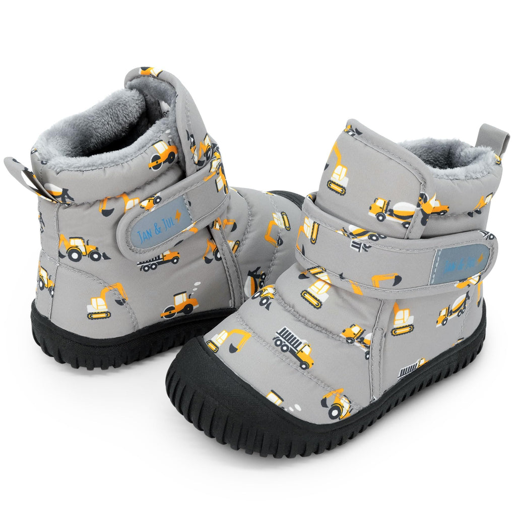 Toasty-Dry Booties for Toddlers (Grey Construction, US 4)
