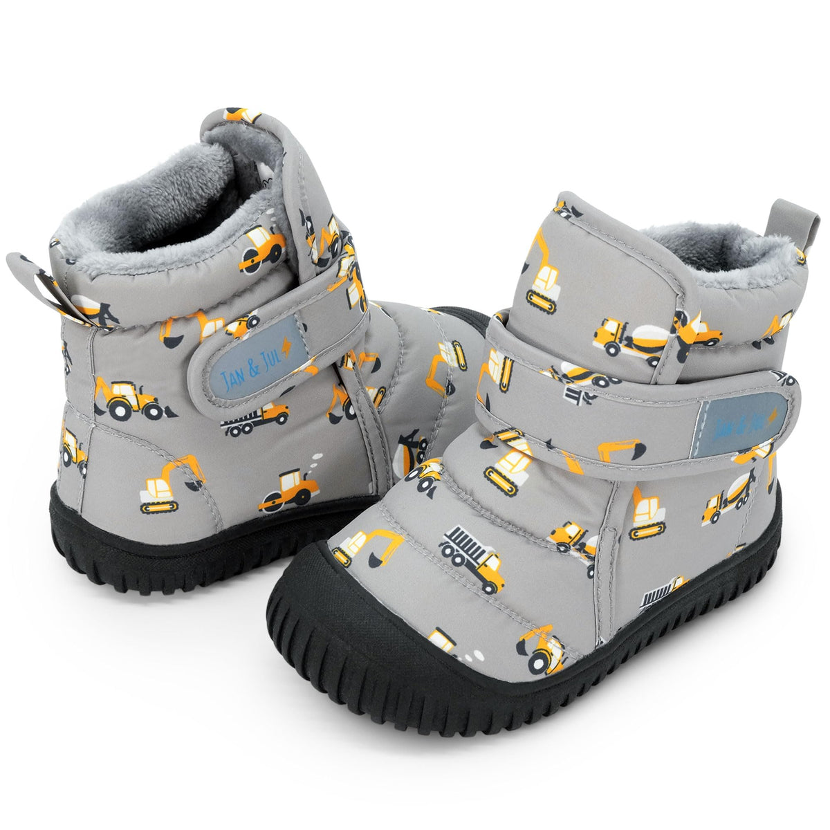 Toasty-Dry Booties for Toddlers (Grey Construction, US 4)