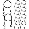 10-Pack Safety Security Cables for DJ Stage Lighting, 2ft Stainless Steel Cable with 5/32" Diameter, Black Ropes with