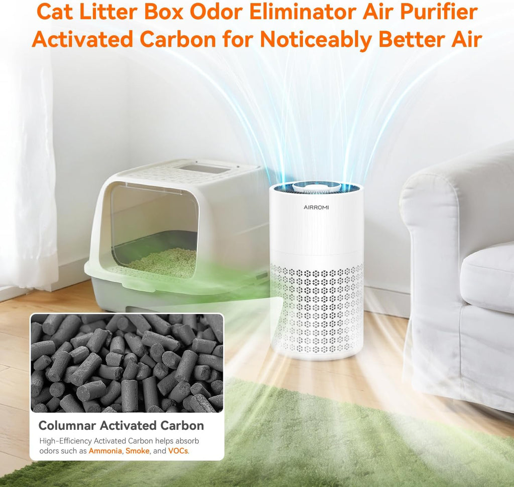 Air Purifier for Bedroom with HEPA 3-in-1 Filter, Pet Air Purifier for Home Cat Pee Smell, Covers Upto 990 Ft², Quiet