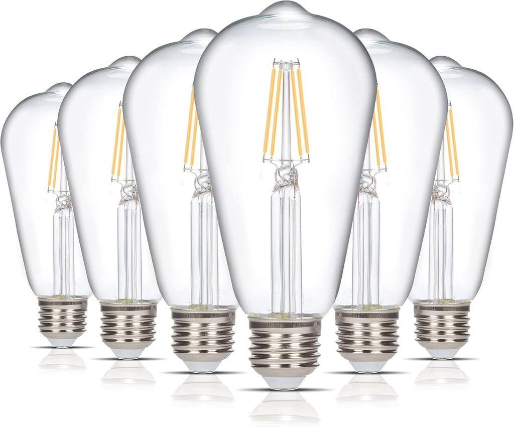 LED Edison Vintage Filament ST21 4W Bulbs E26, 2700K, 6 Pack