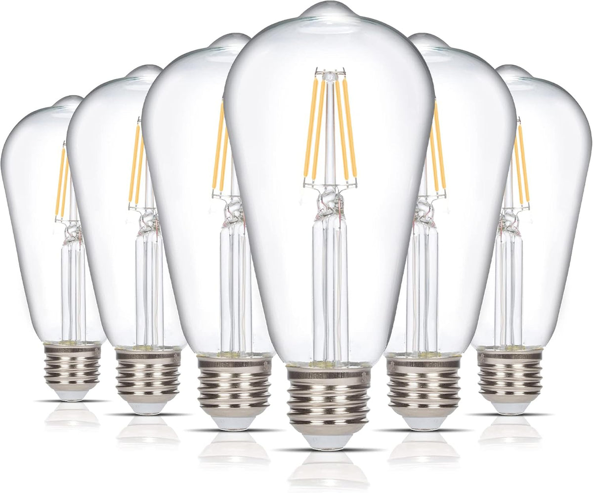 LED Edison Vintage Filament ST21 4W Bulbs E26, 2700K, 6 Pack