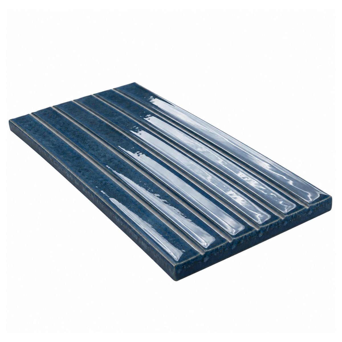 Blue Ribbed Ceramic Wall Tile (1 Piece)