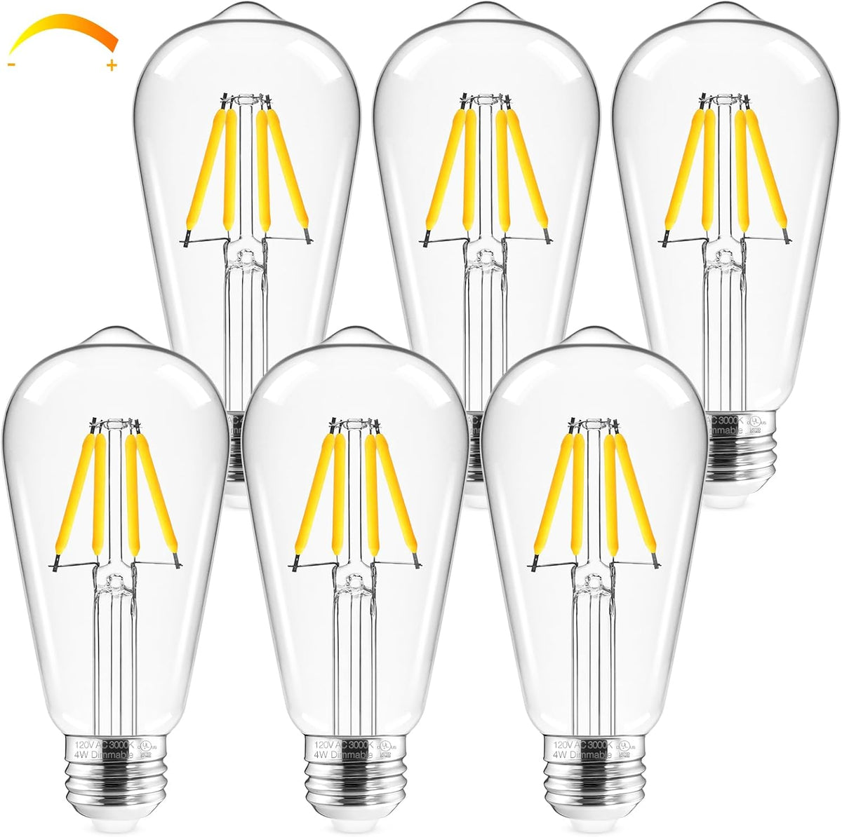 Edison Bulbs Dimmable, E26 40w Bulb, 3000K 450ML