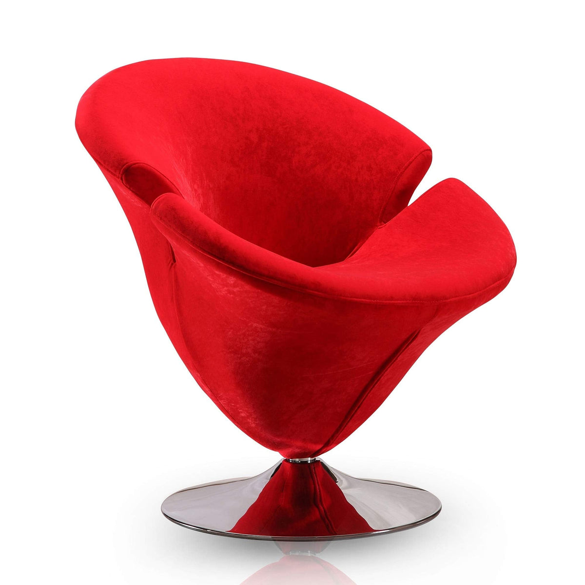 Inspired Saarinen Style Tulip Swivel Accent Chair with 360° Turn, Modern Flower Inspired Design, Soft Velvet Upholstery, Polished Chrome