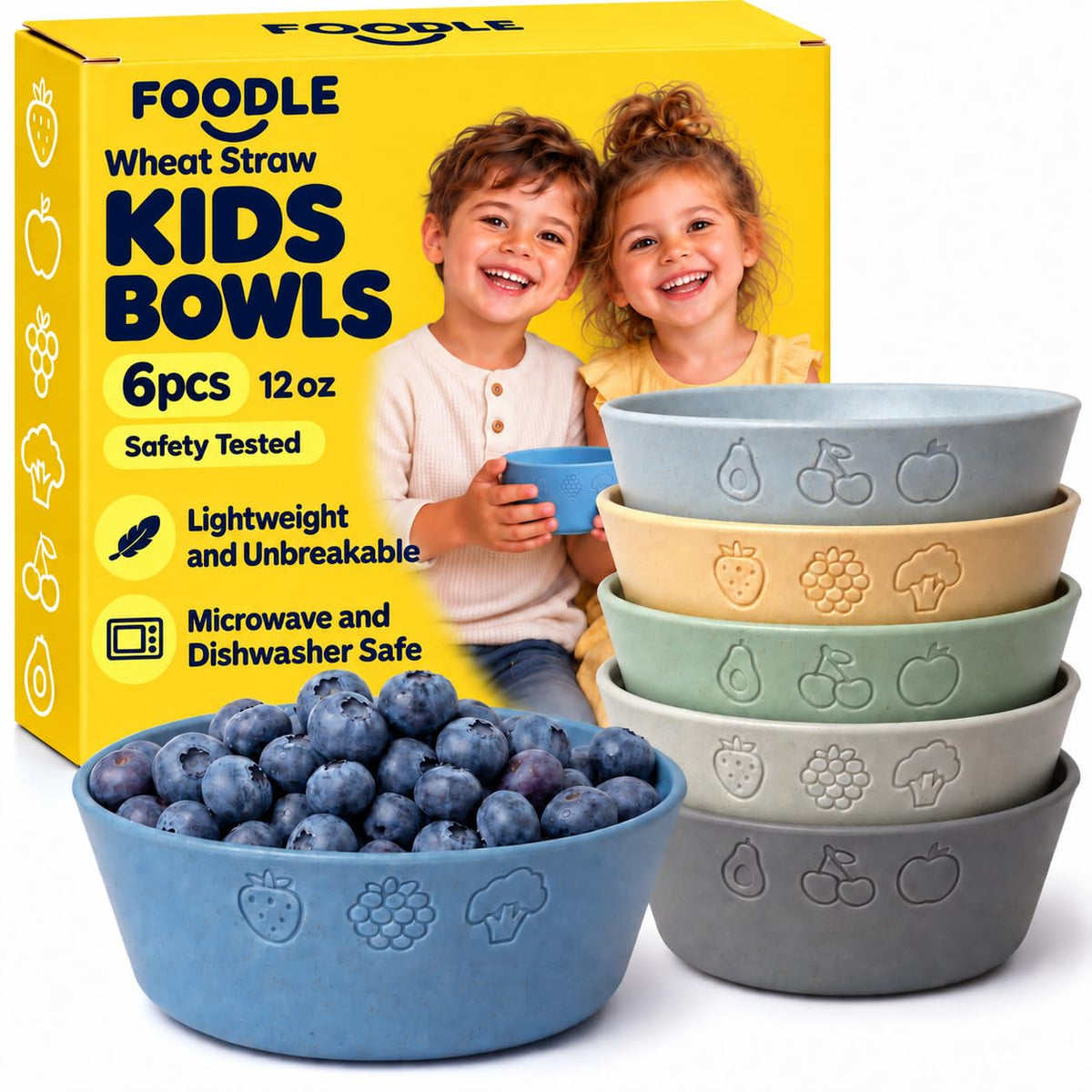 Wheat Straw Kids Bowls - Microwave and Dishwasher Safe Toddler Bowls