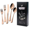 Coppery Flatware Cutlery Silverware Set 20 Pieces, Stainless Steel Colorful Utensils, Tableware Set Service for 4