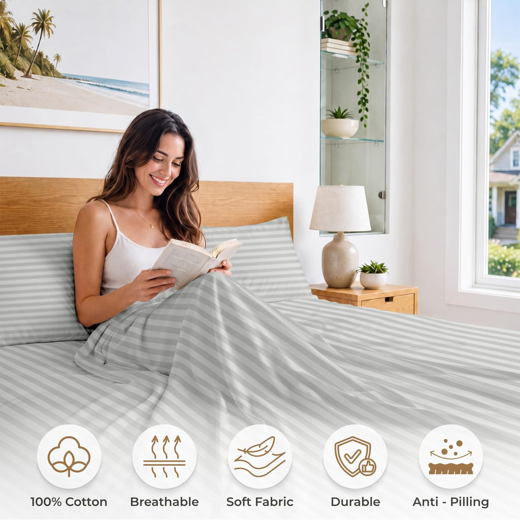 100% Egyptian Cotton Sheets - 600 Thread Count Sheets Set, Soft, Cooling, 15" Deep Pocket, Luxury Hotel