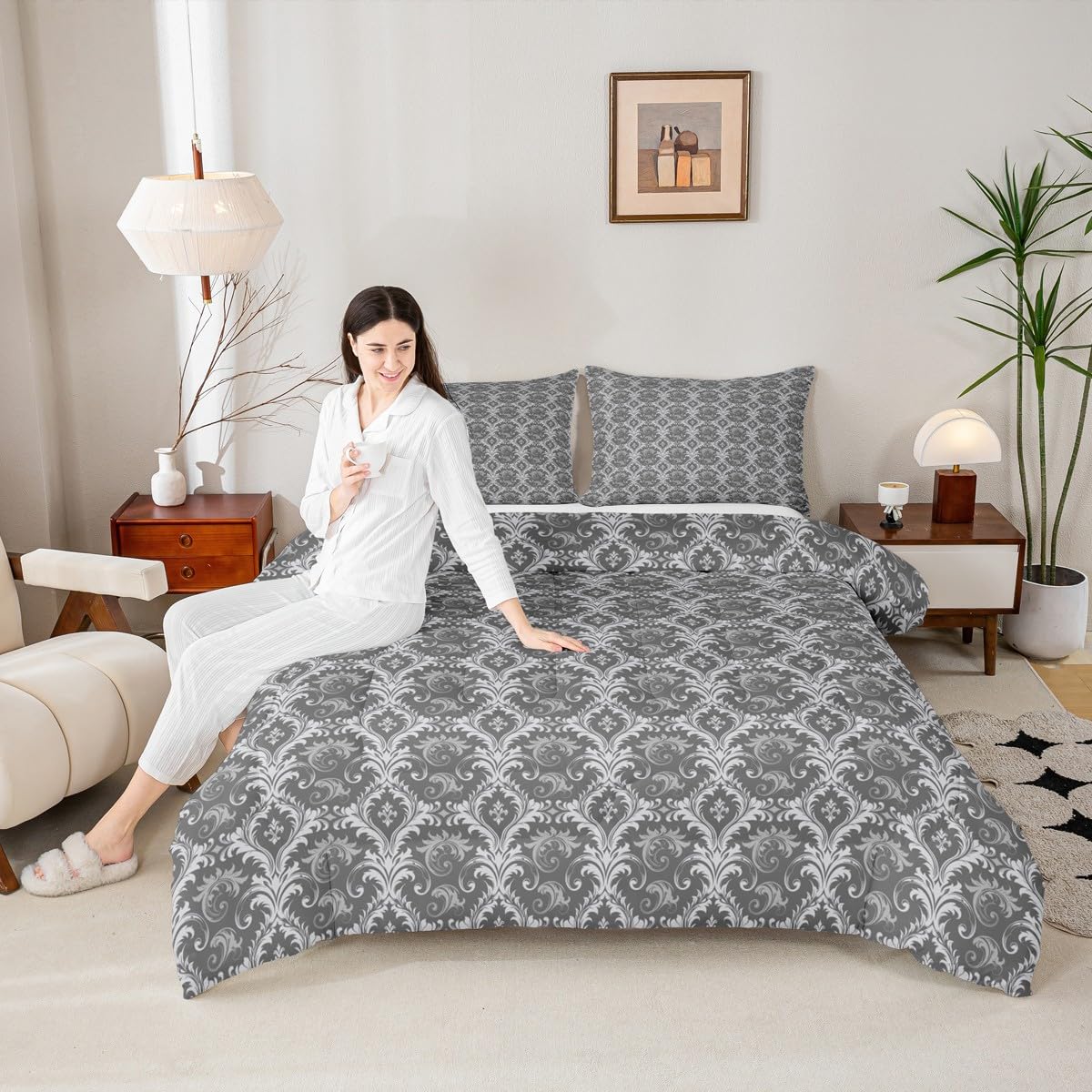 Gothic Damask Comforter Set Bedding Set 3 Pcs