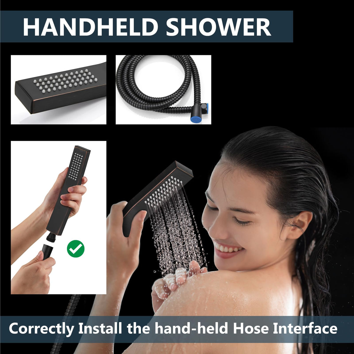 Shower Faucet Set with Handheld Oil Rubbed Bronze 16 Inch Head