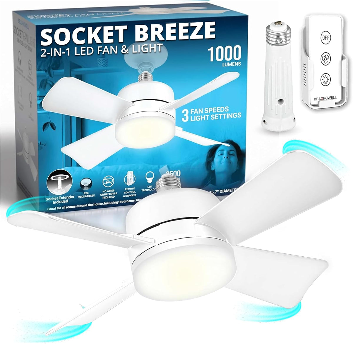 Ceiling Fan with Light & Remote