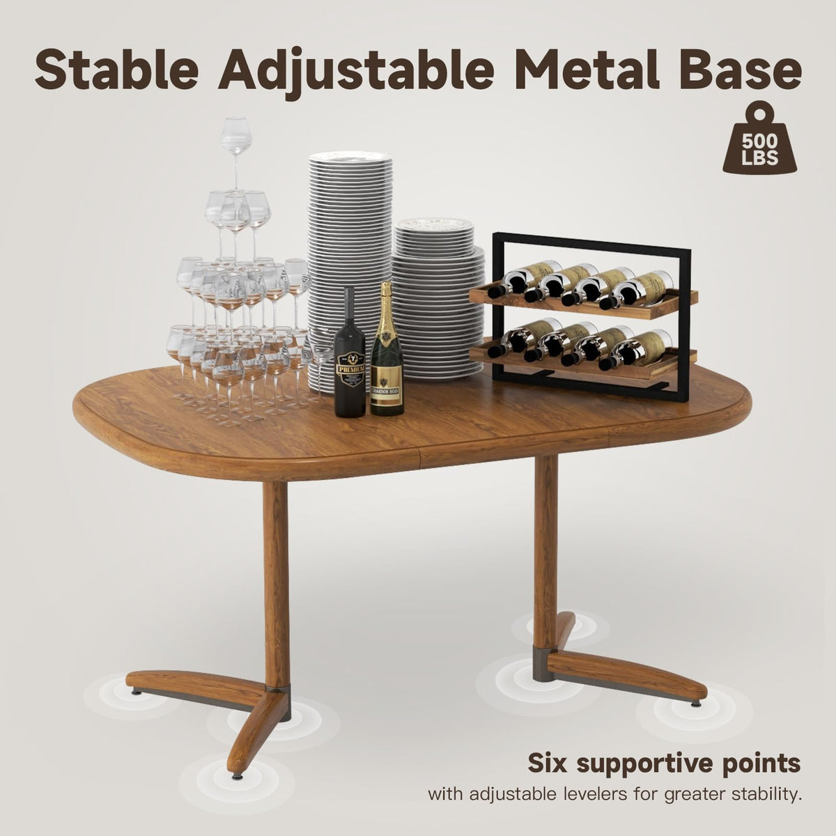 5-Piece Square Round Expandable D7775 Dining Set-Chestnut-Bronze