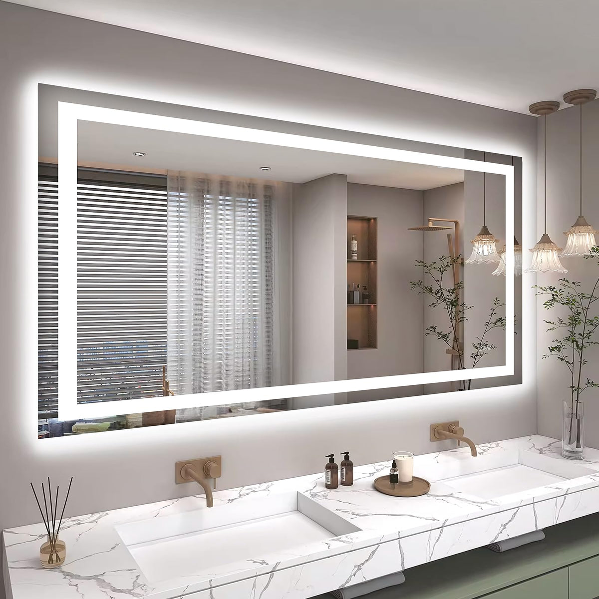 60"X36" LED Bathroom Mirror with Lights, UL Listed