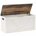 39.4" Storage Chest, Wooden Storage Bench, Brown and Rustic White