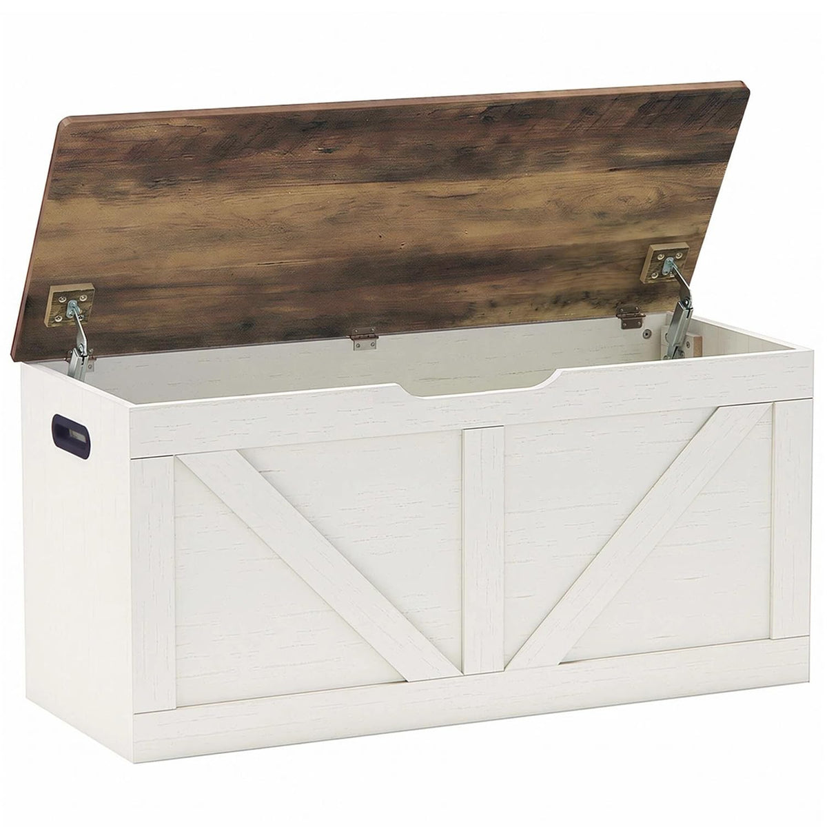 39.4" Storage Chest, Wooden Storage Bench, Brown and Rustic White