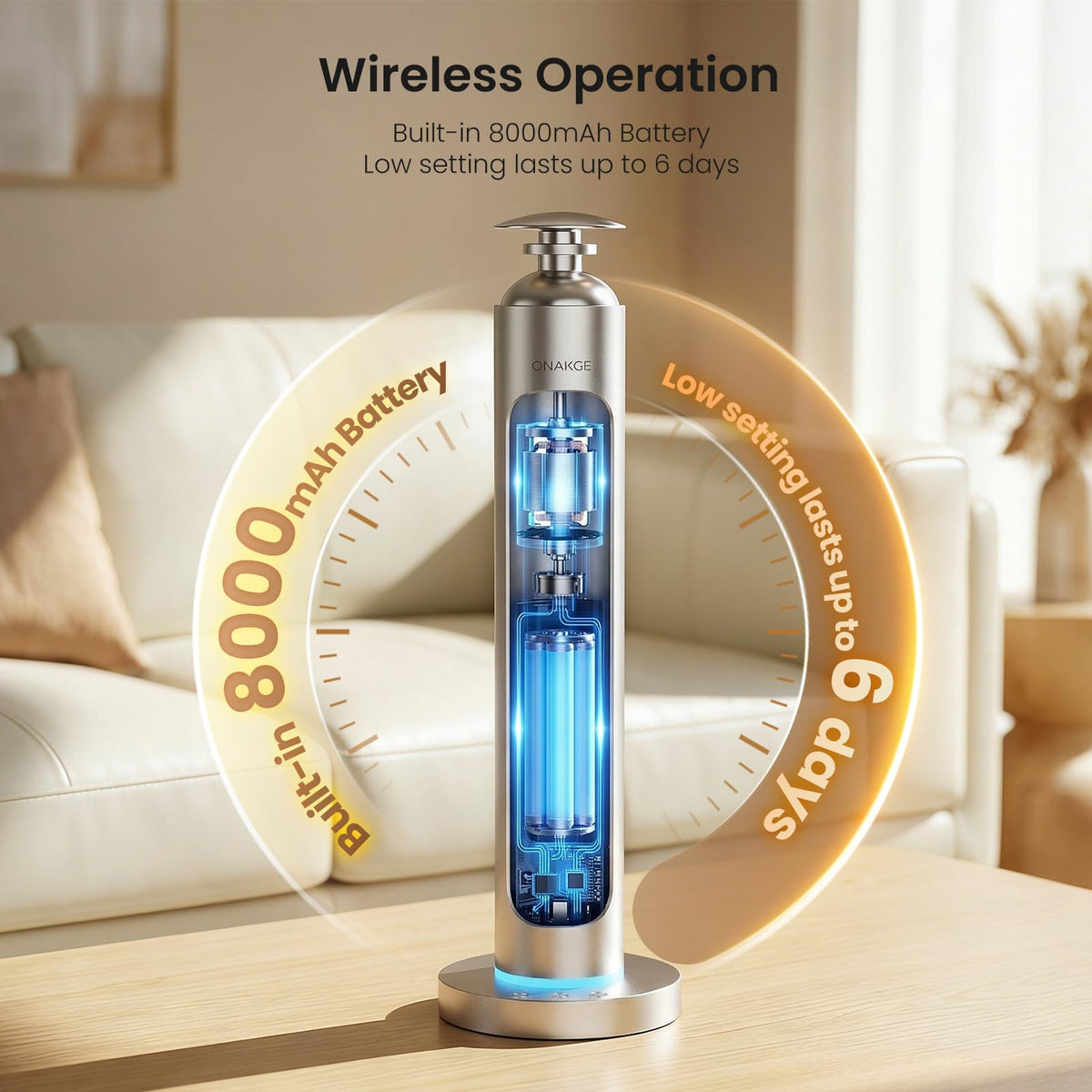 Waterless Aroma Diffuser, 8000mAh Essential Oil Diffuser with App & Remote