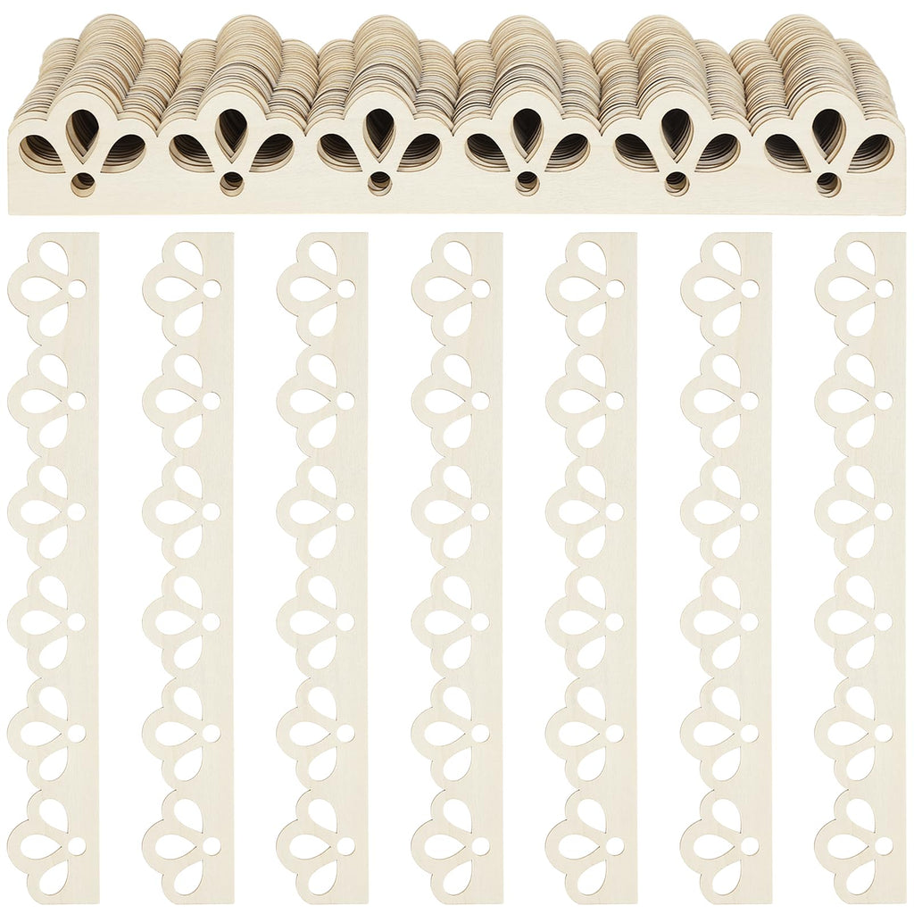 30 Pcs Scalloped Wood Trim, Floral Cutout DIY Wooden Molding, Unfinished Wood Trim Molding with Decorative Scallop