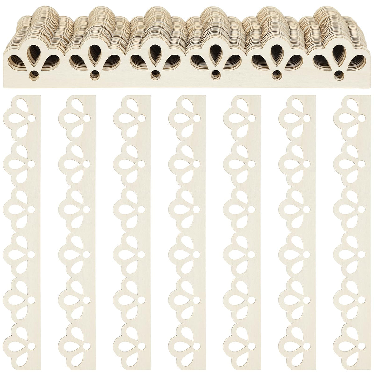 30 Pcs Scalloped Wood Trim, Floral Cutout DIY Wooden Molding, Unfinished Wood Trim Molding with Decorative Scallop