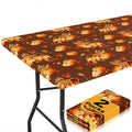 2 Pack Fall Rectangle Table Cloth 6 Foot, Waterproof Elastic Fitted Tablecloths, Windproof Washable Polyester Table
