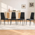 Dining Chairs Set of 4, PU Leather & High Back, Black