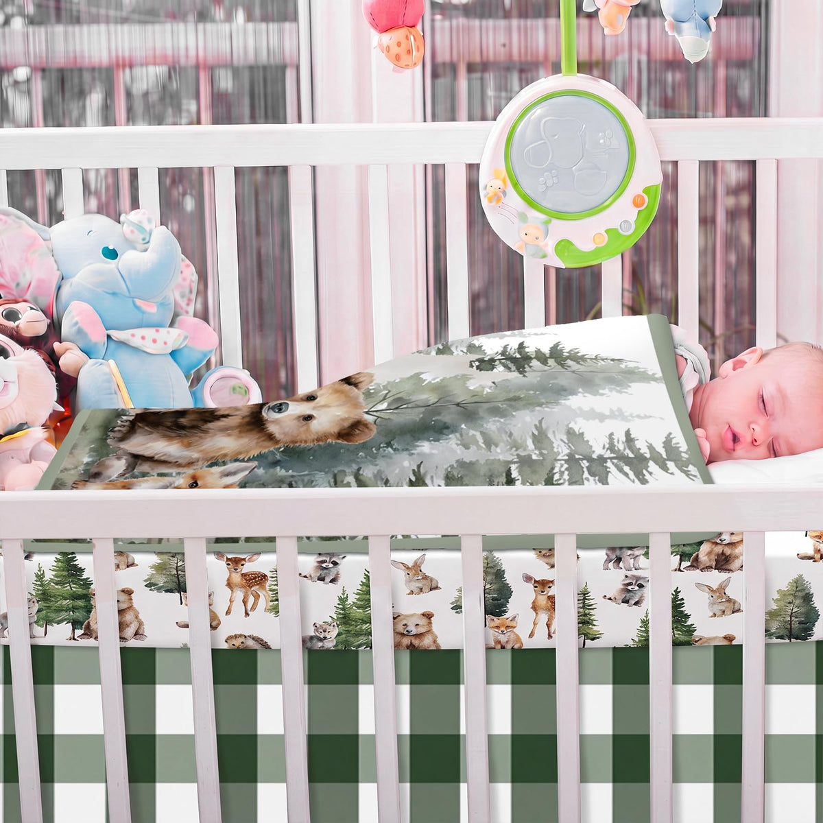 3 Pcs Woodland Animal Baby Crib Bedding Set for Boy