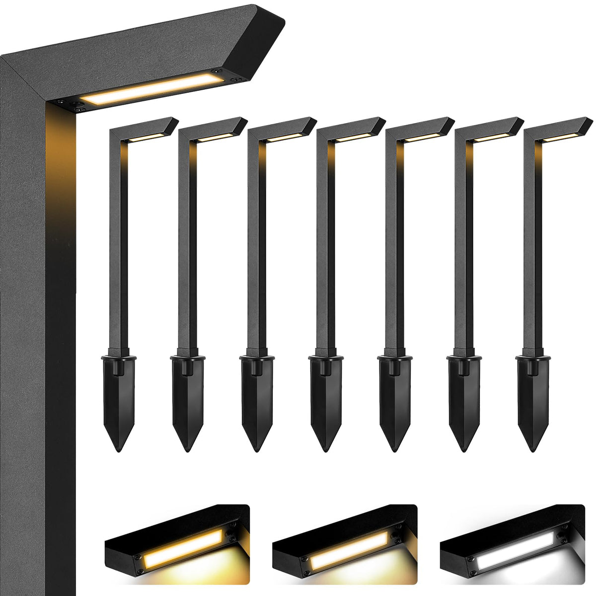 3CCT LED Low Voltage Landscape Pathway Lights Black 4 Pack