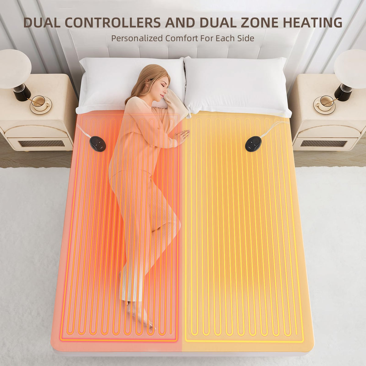Electric Heated Mattress Pad, 78" x 80", Bed Warmer, Dual Control, 9 Heat Settings, 1-12 Hours Auto Off