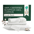 100% Certified Giza Egyptian Cotton Percale Sheets, Full, 4Pcs, White