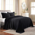Cotton Bedspread, Jacquard Woven Matelasse Bedding, Queen, Black