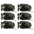Matte Black Exterior Door Knobs with Lock, Keyed-Alike 6 Pack